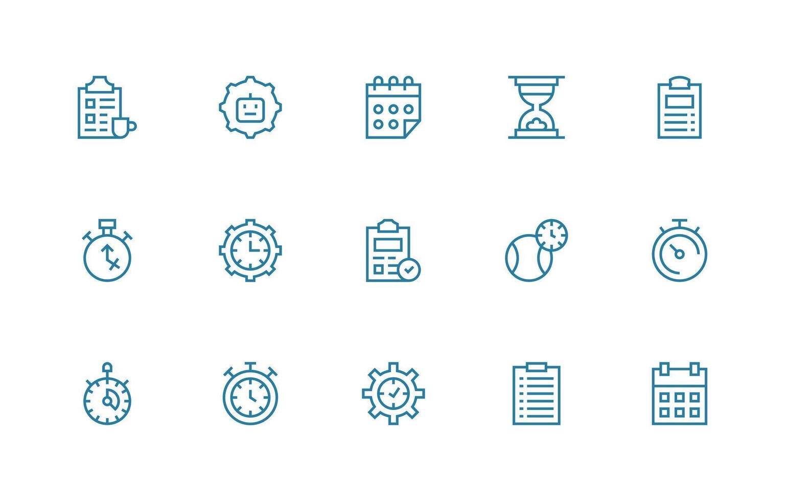 15 Regular Line Icons for Task Management Graphics Responsive Icon Set for Flexible Layouts vector