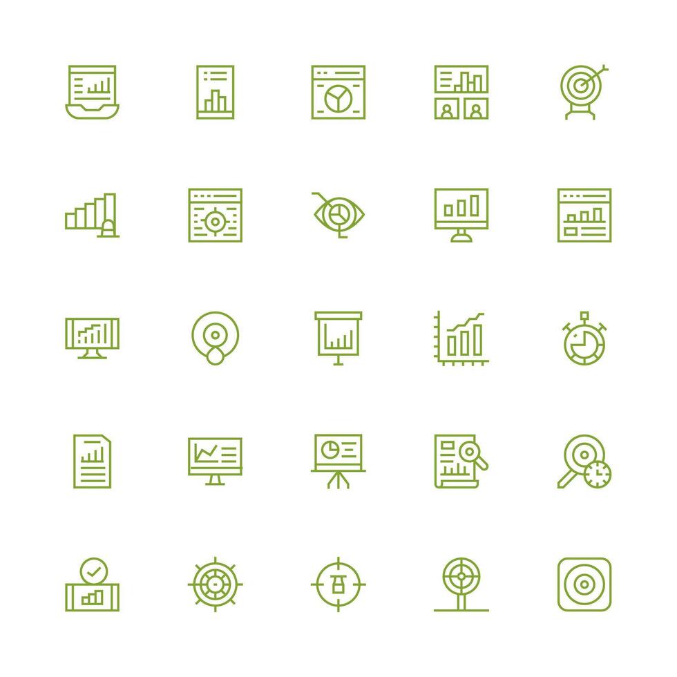 Medium Stroke Outline Icons from Kpi Set with 25 Vectors Optimized Icon Pack for Digital Products