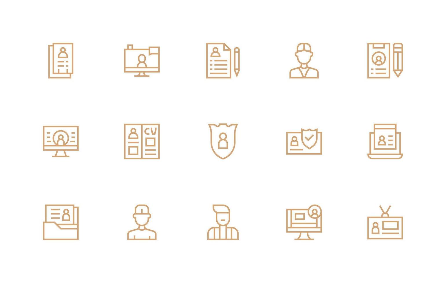 Personal Information Design Icons featuring 15 in Regular Line Style Essential Icons for Rapid UI Building vector