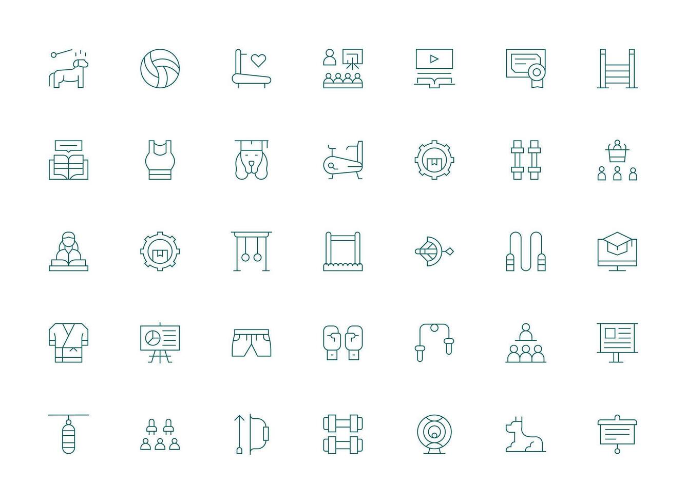 Light Line Icons from Training Set with 35 Vectors Well-Structured Icons for Creative Use