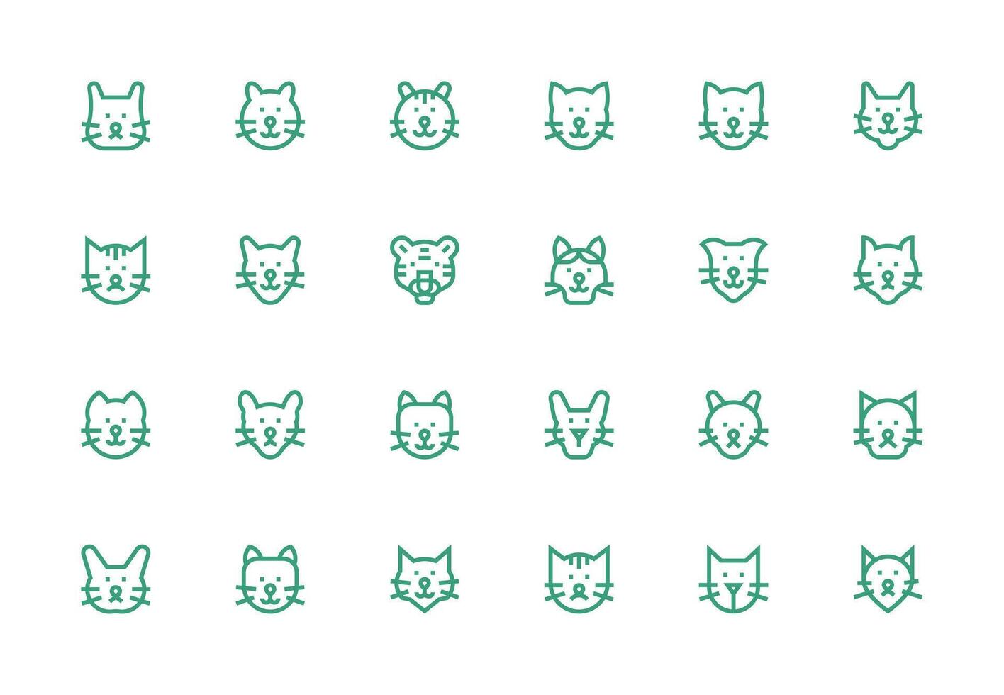 Feline Icon Set with 24 Thick Line Line Graphics Multi-Style Icons for Creative Projects vector