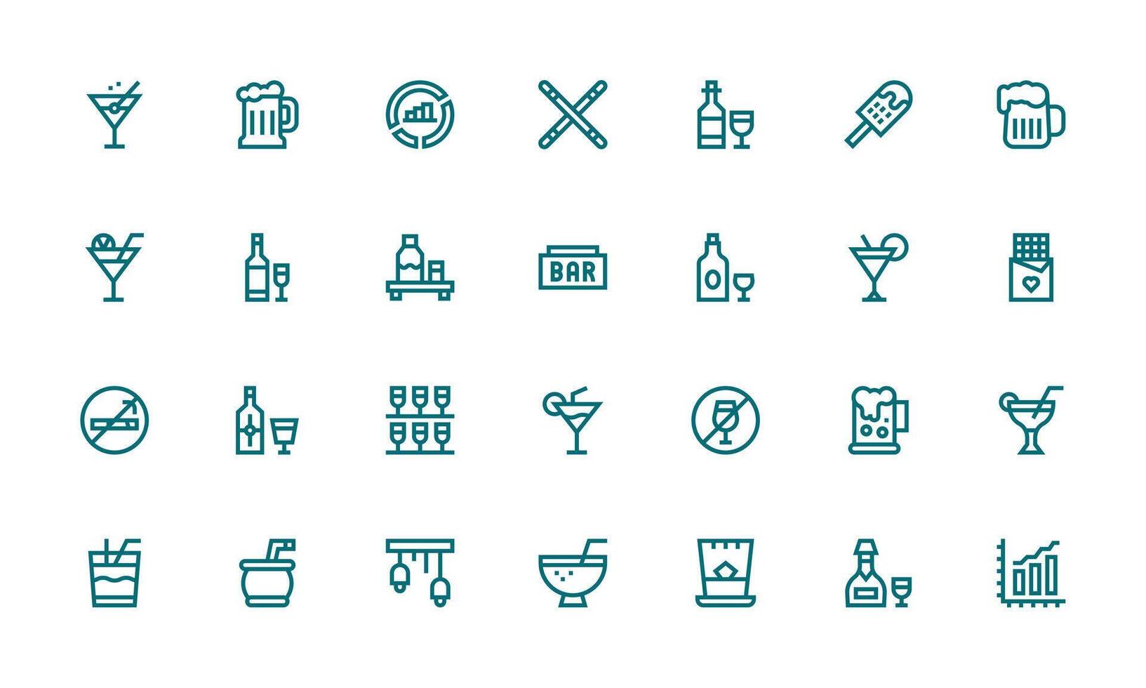 Bar Icon Set with 28 Bold Line Graphics Multi-Style Icon Collection vector
