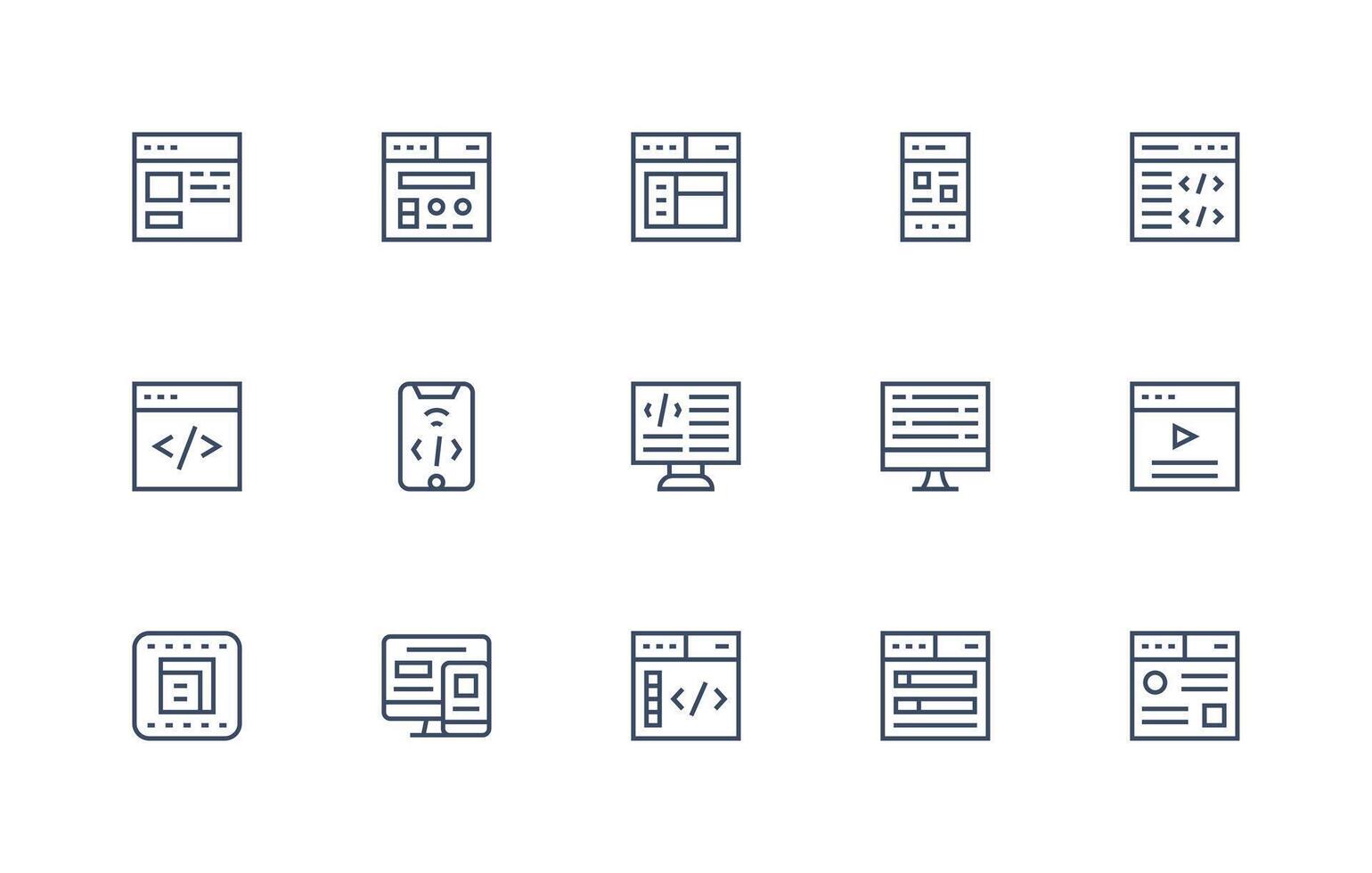 15 Regular Line Icons for Html Graphics Smart Icon Collection vector
