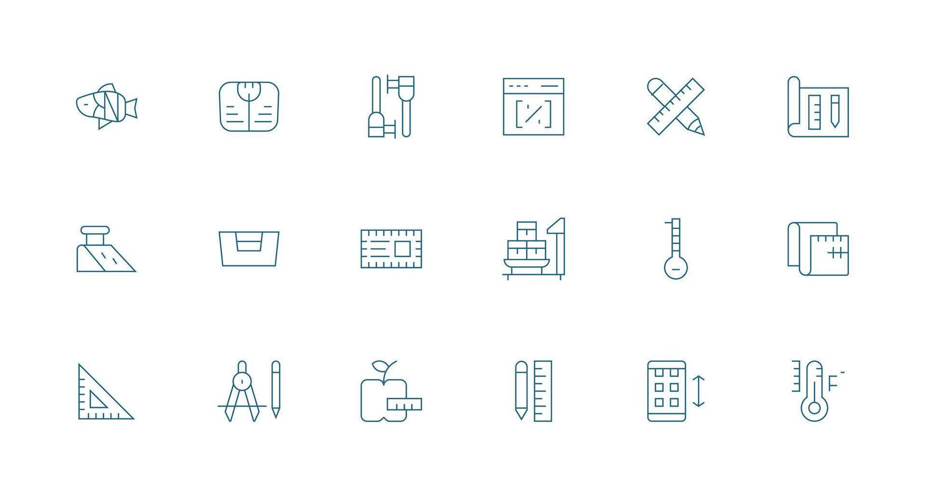 18 Scale Icons in Minimal Line Aesthetic Icon Set for Web vector