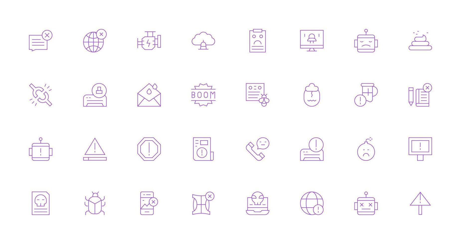 32 Delgado línea estilo íconos desde error colección limpiar conjunto para diseño prototipos vector