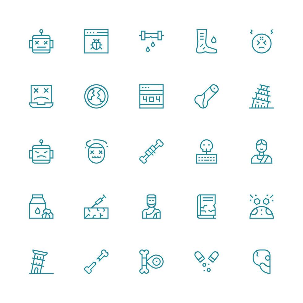 Broken featuring 25 Icons in Medium Stroke Outline Design Icons Built for Visual Consistency Pack vector