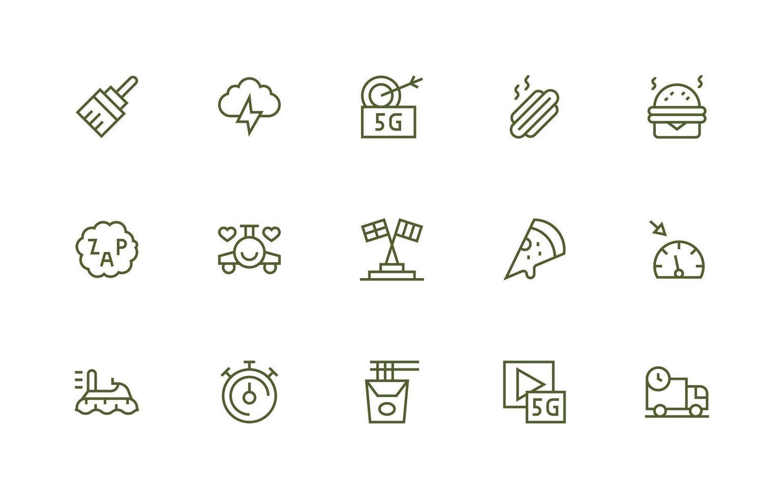 Regular Line Icons from Fast Set with 15 Vectors Lightweight Icon Series for Fast Prototypes