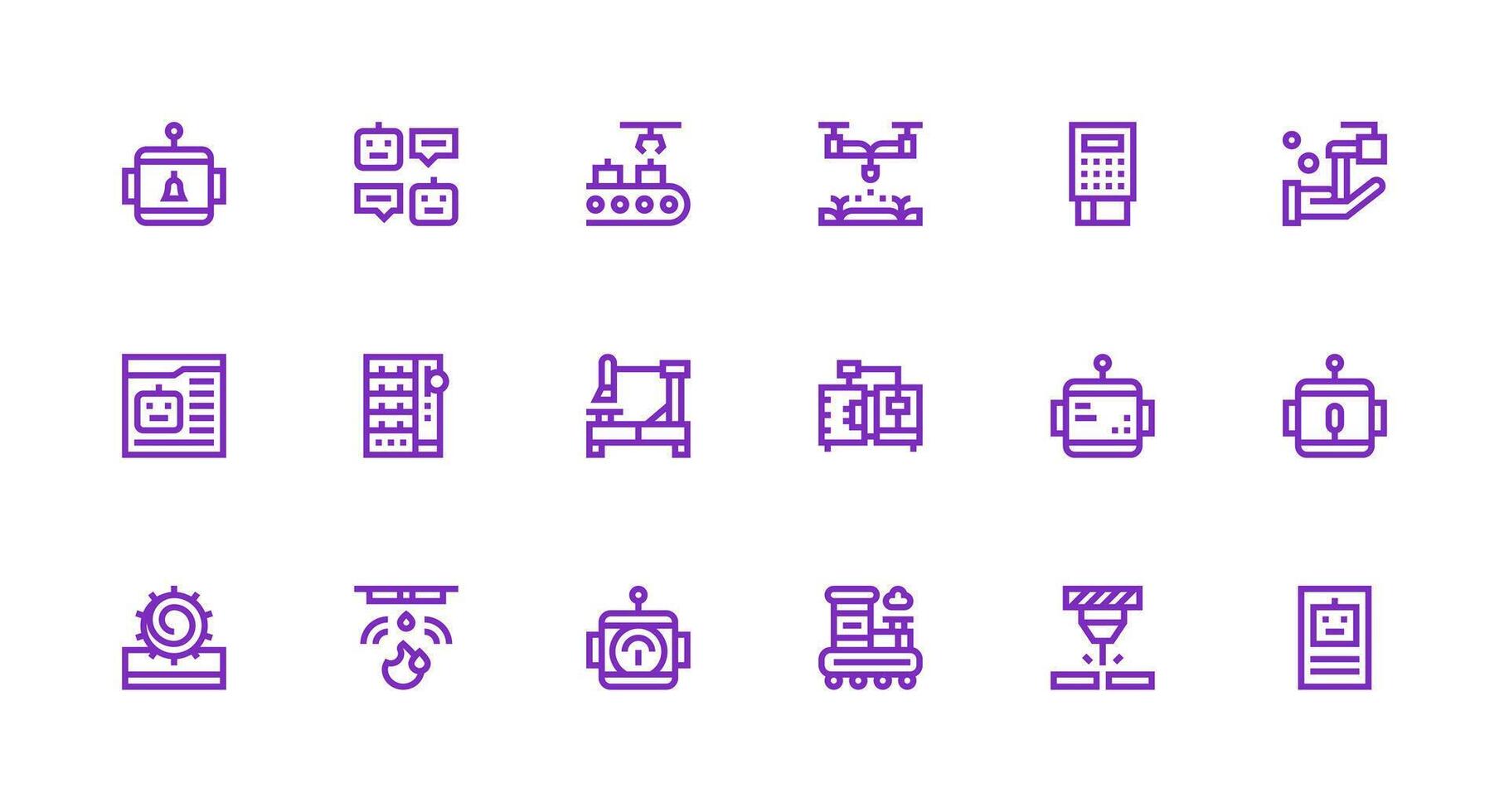 18 Icons for Automated in Strong Stroke Line Format Minimal Icon Set for Interface Projects vector