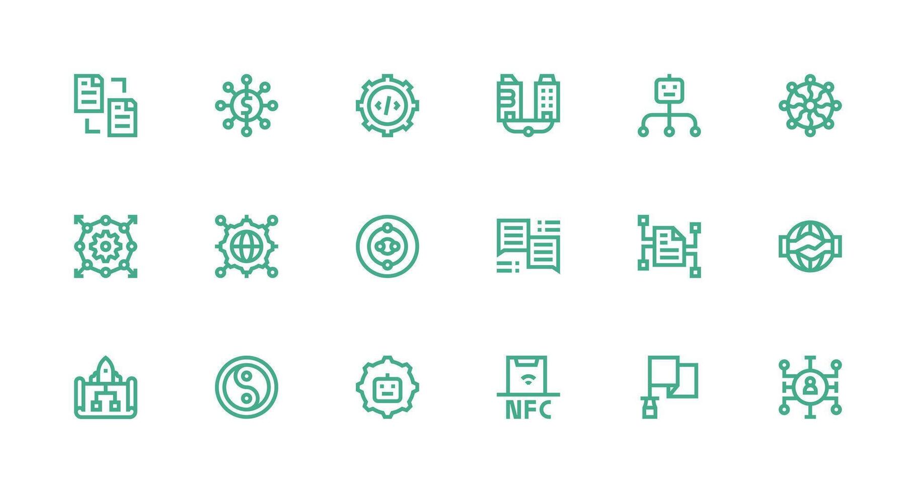 18 Strong Stroke Line Vectors for Integration Theme Reusable Icon Set