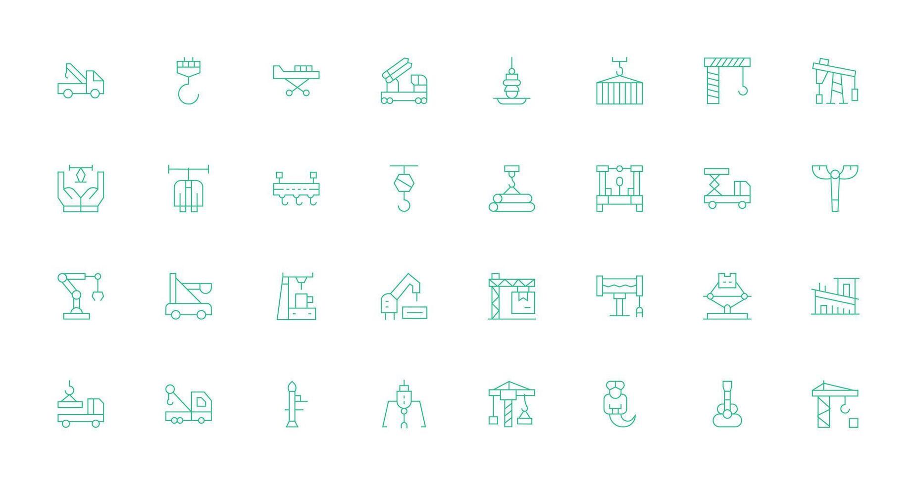 Crane Set with 32 Thin Line Icons Web Icon Collection vector