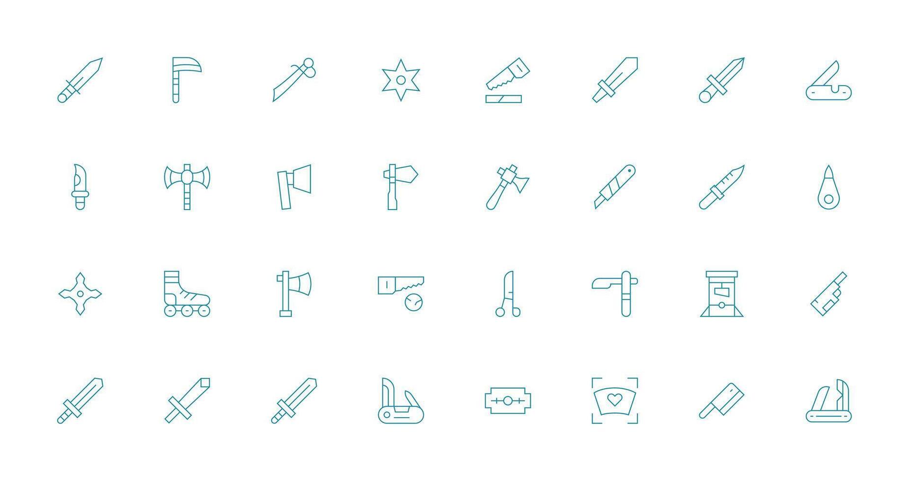 Blade Set with 32 Thin Line Icons Scalable Icons for All Themes vector