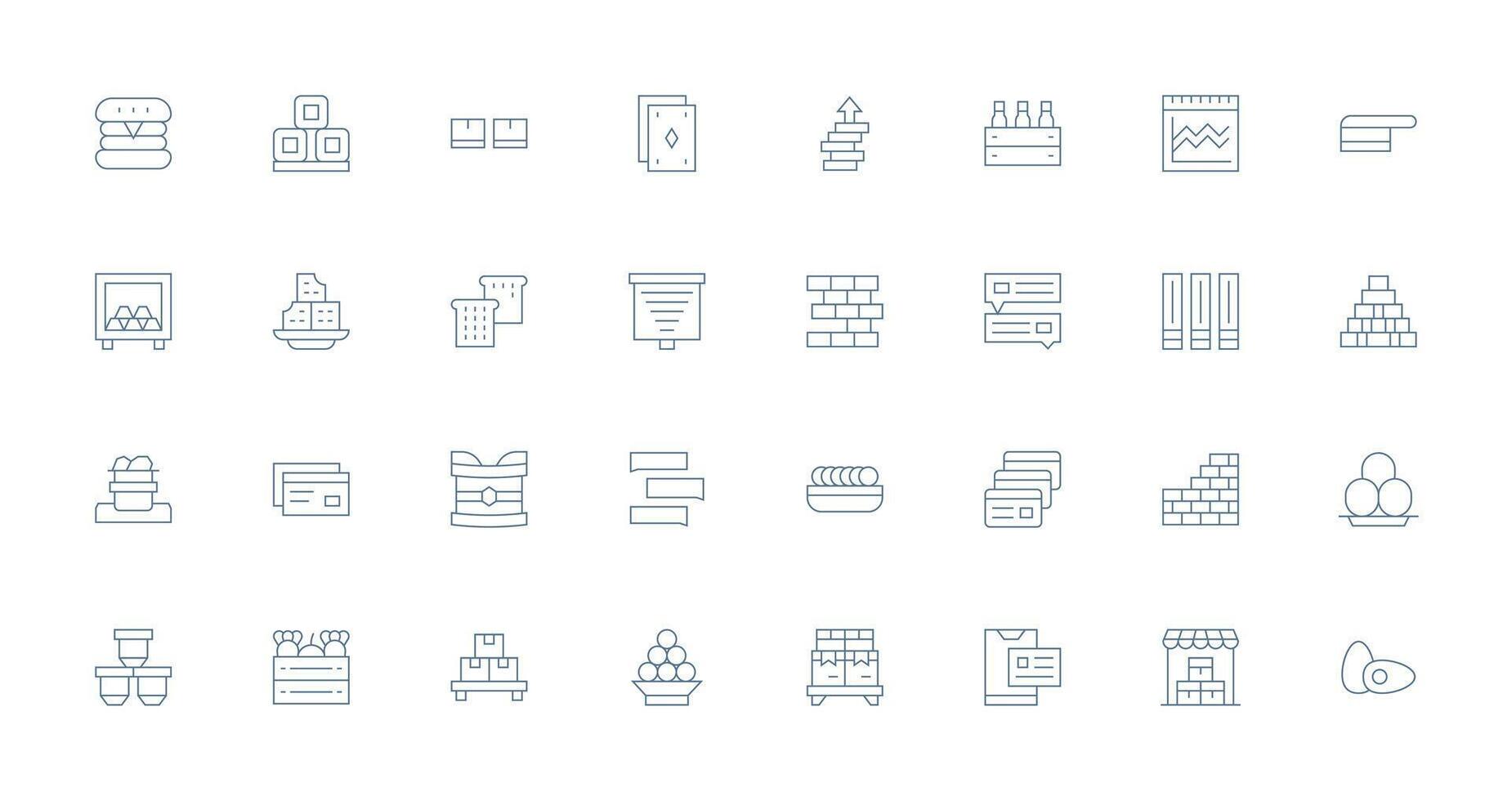 Stacked Icon Set with 32 Thin Line Graphics Lightweight Icon Series vector