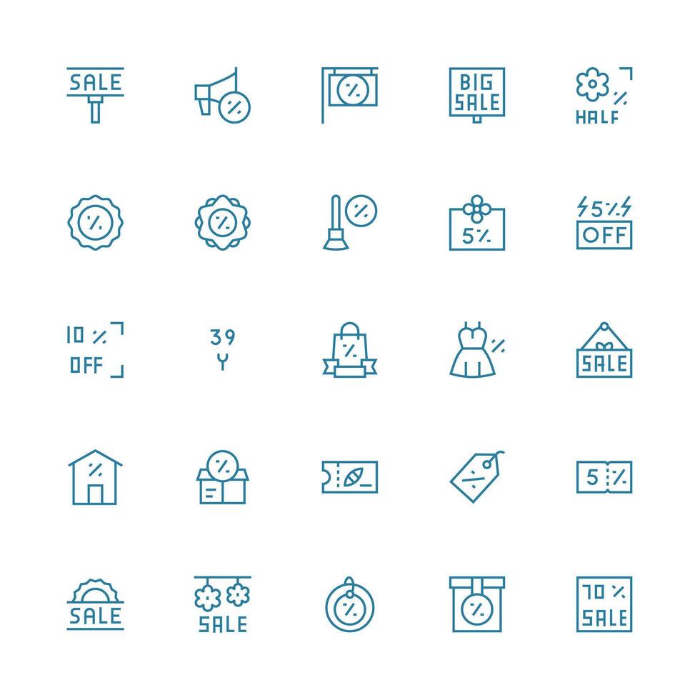 Offer Icon Set with 25 Medium Stroke Outline Graphics Multi-Purpose Icon Set vector