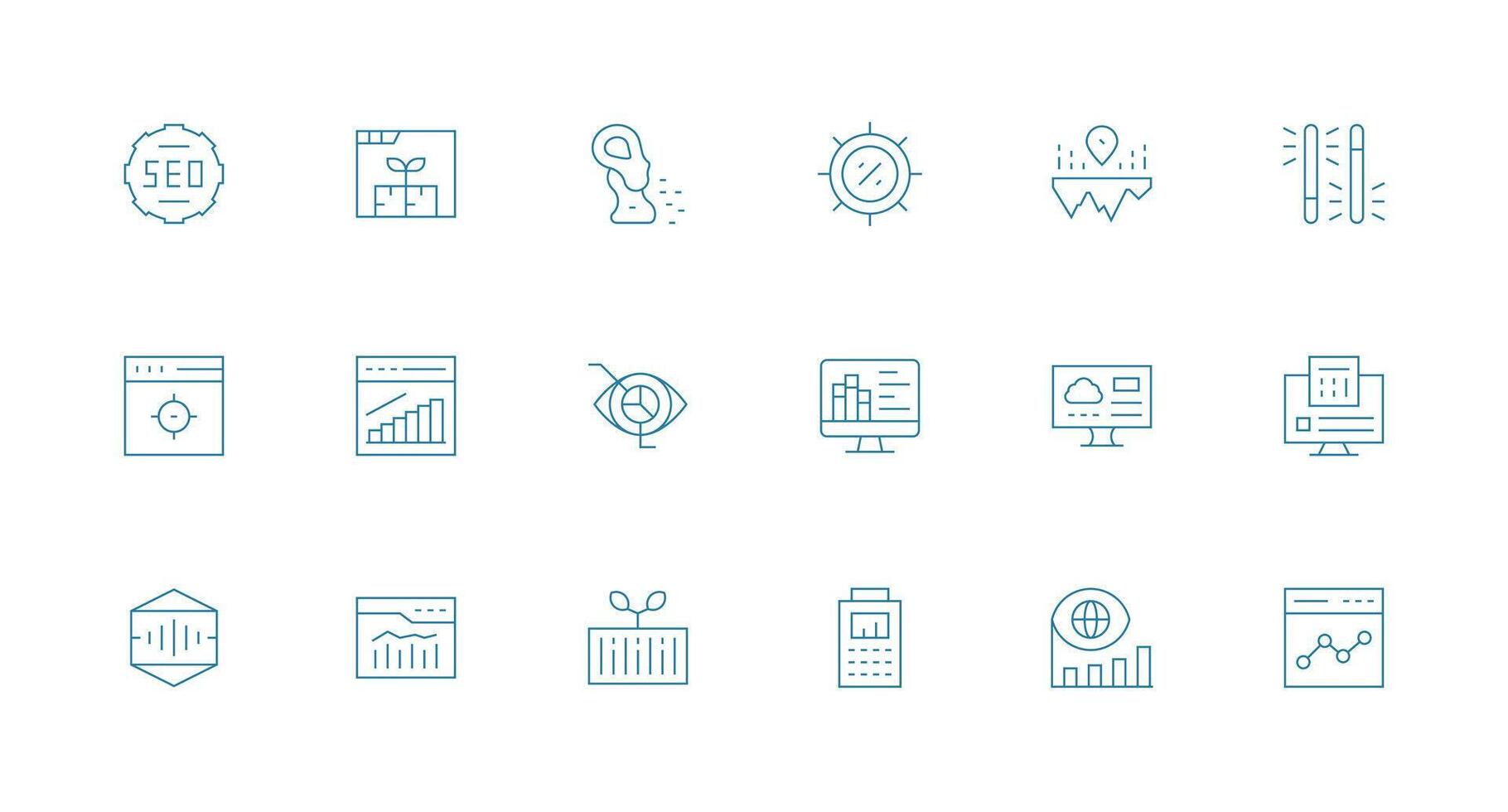 18 Minimal Line Vectors for Analytics Theme Lightweight Icon Series