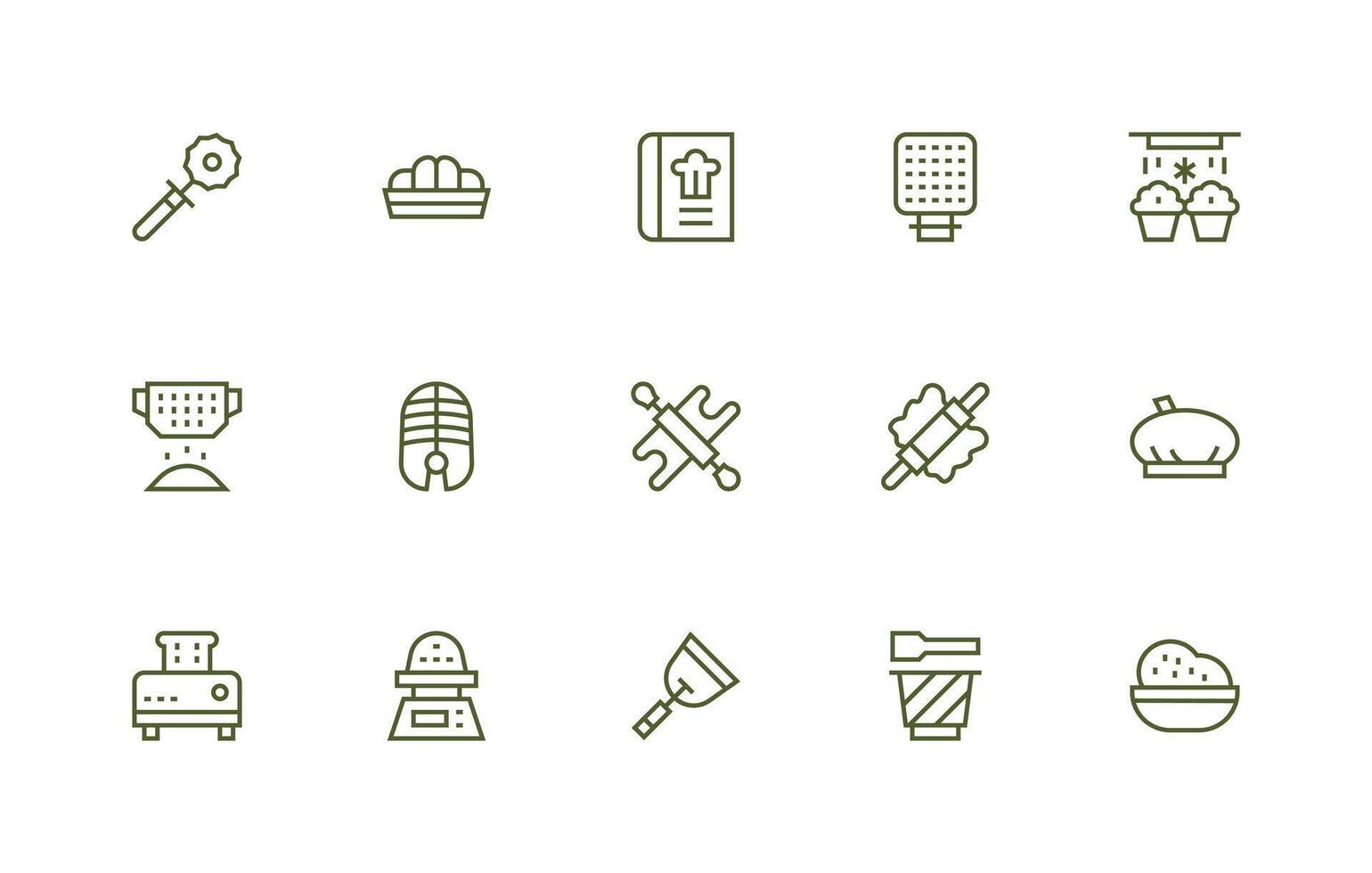 Regular Line Icons from Baking Set with 15 Vectors Fully Editable Icon Set for Web