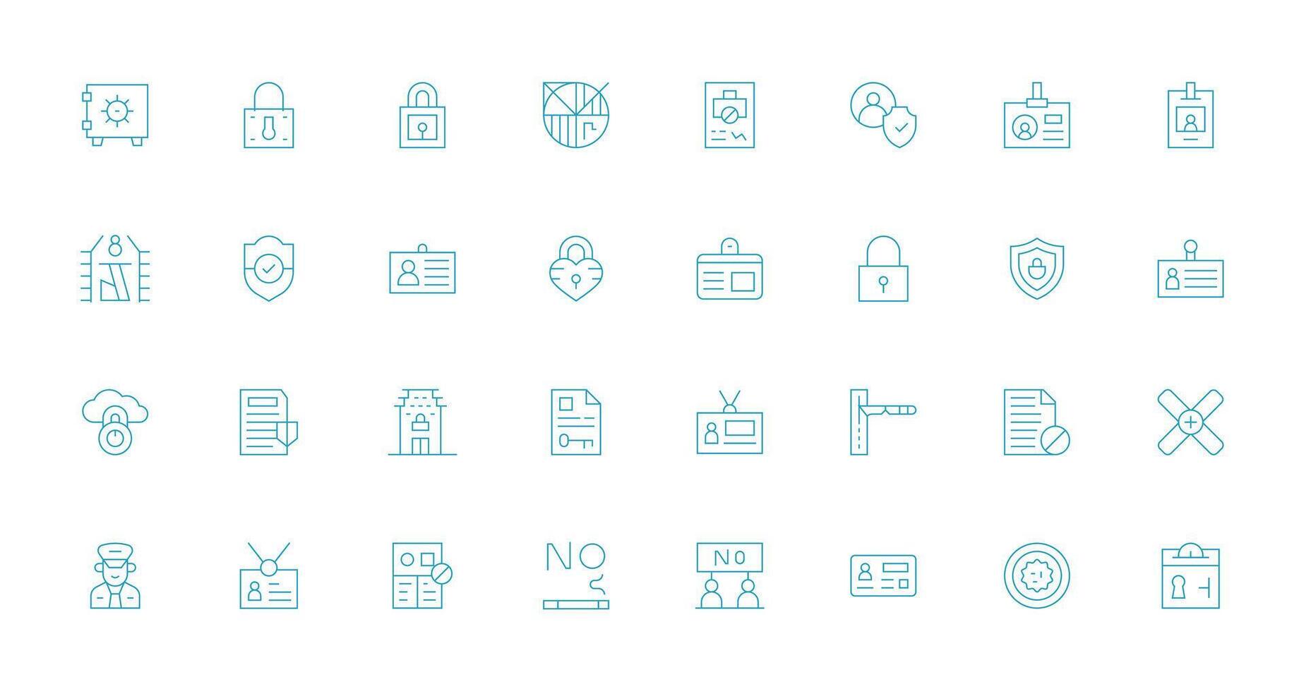 Access Control featuring 32 Icons in Thin Line Design Well-Structured Icons for Creative Use vector
