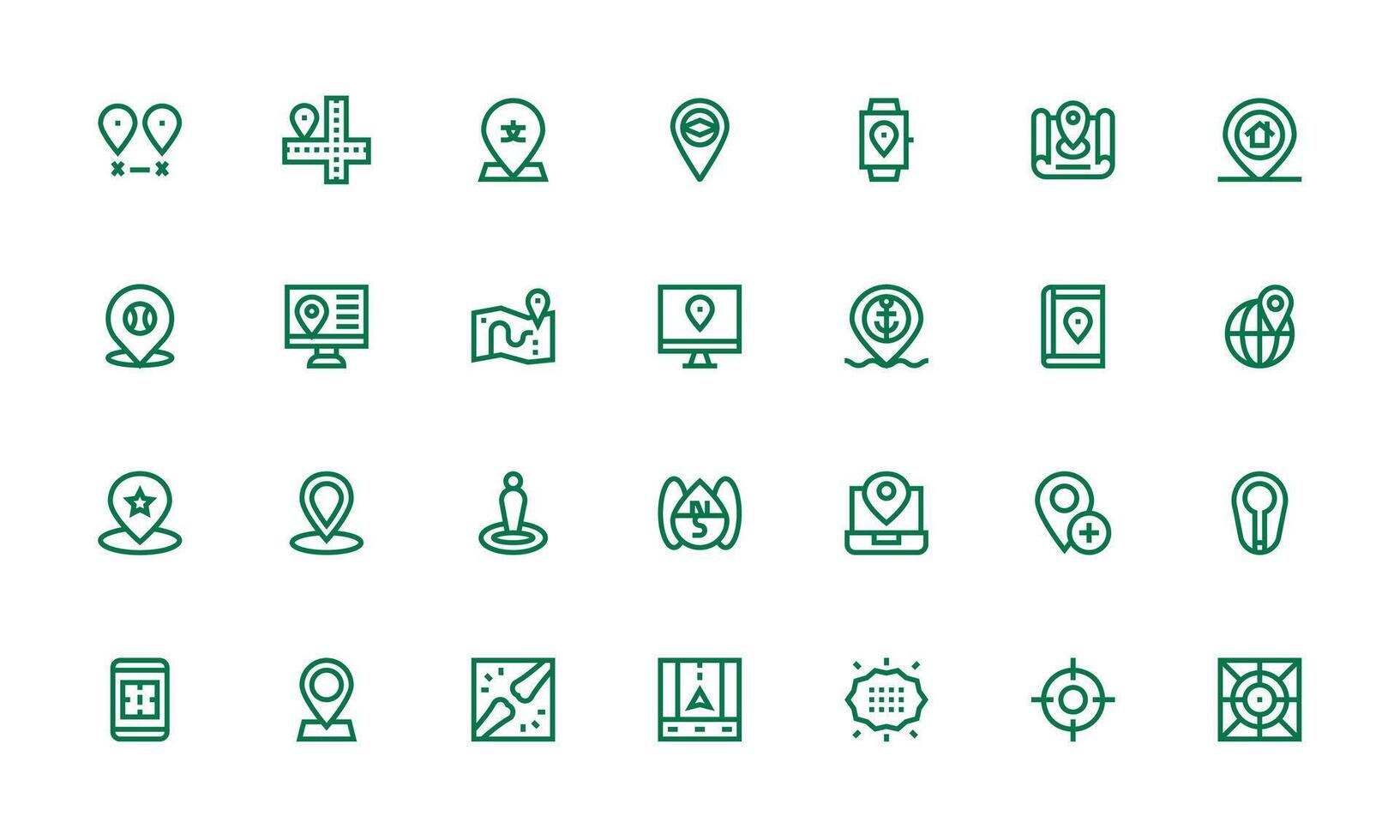 28 Bold Line Icons for Coordinates Graphics Customizable Icon Series for Mobile Screens vector