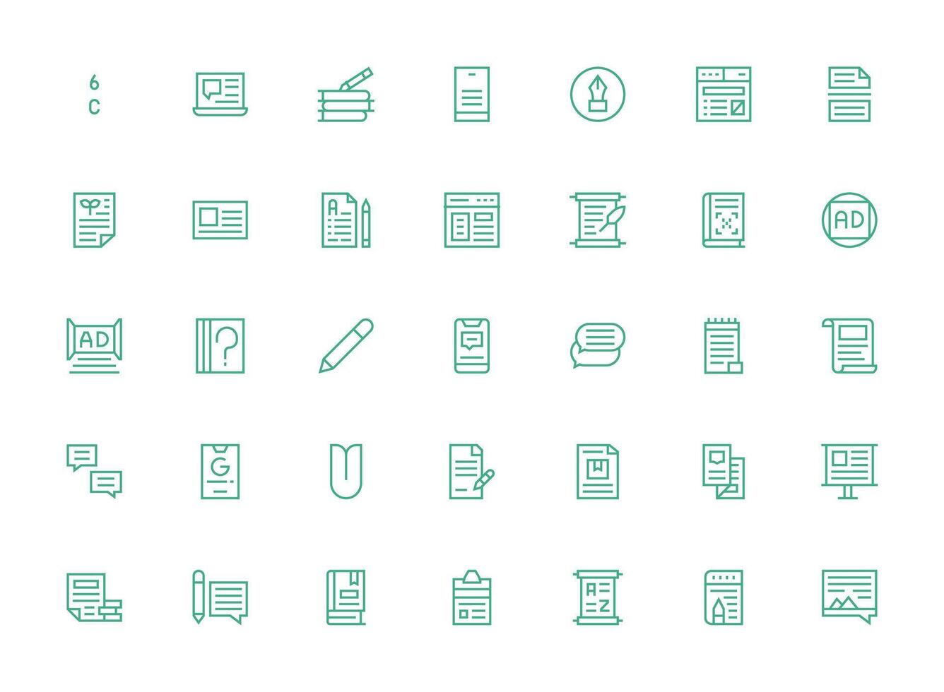 Regular Clean Line Icons from Text Set with 35 Vectors Complete Icon Set for Mobile Apps