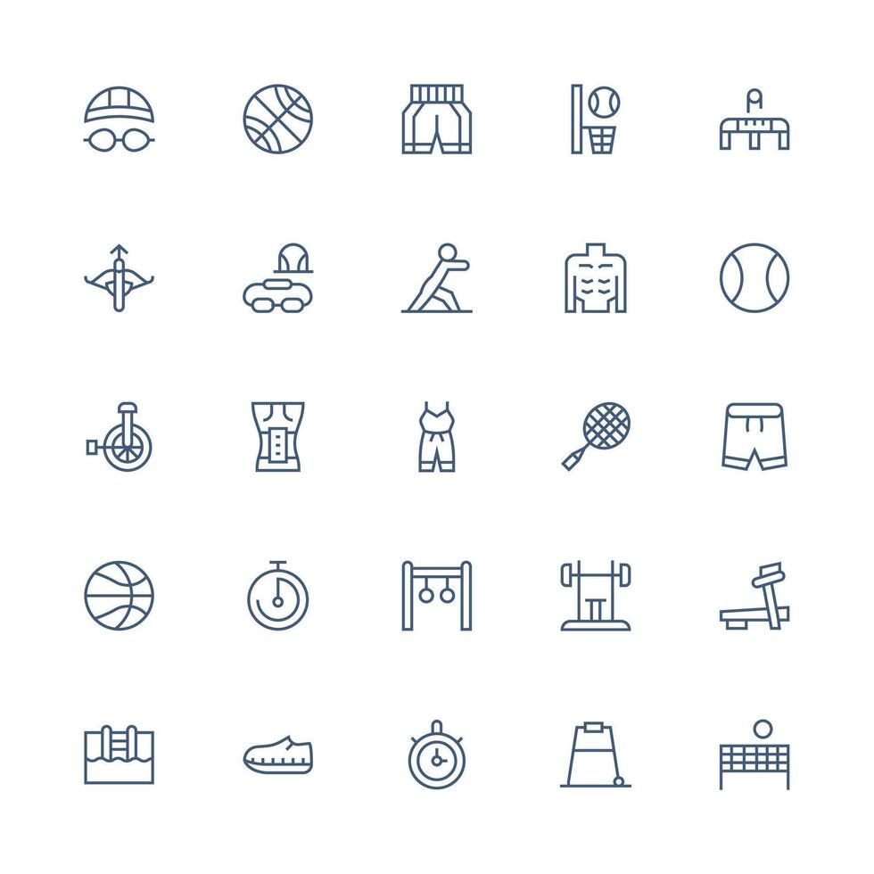 Exercise featuring 25 Icons in Medium Stroke Outline Design Neutral Style Icons for Any Project vector