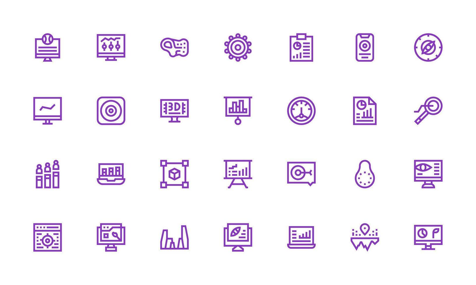 28 Bold Line Designs for Visualization Icons Clean Set for Layout Prototypes vector