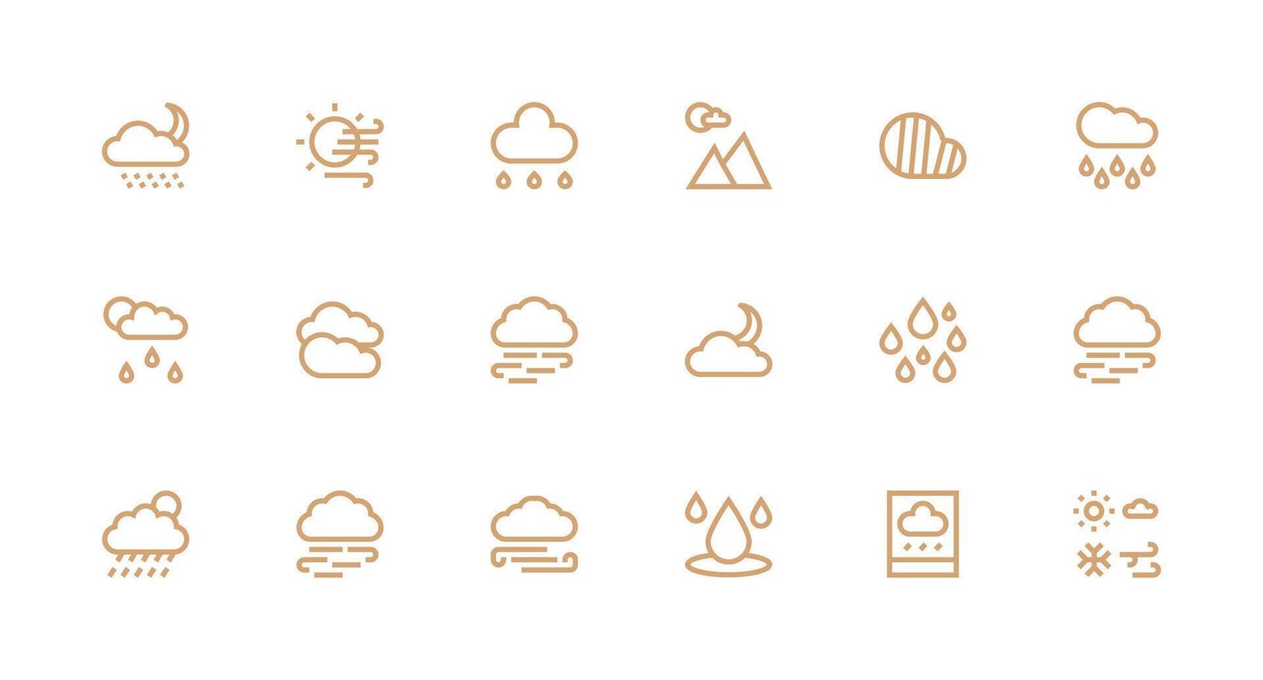 Cloudy Icon Set with 18 Strong Stroke Line Graphics UI and UX Focused Icon Collection vector