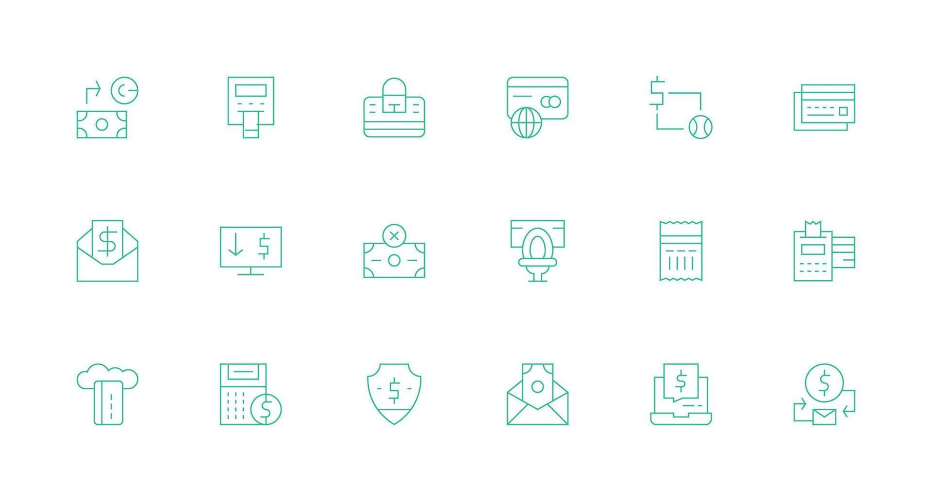 Digital Payment Set with 18 Minimal Line Icons Multi-Purpose Icon Pack for Templates vector