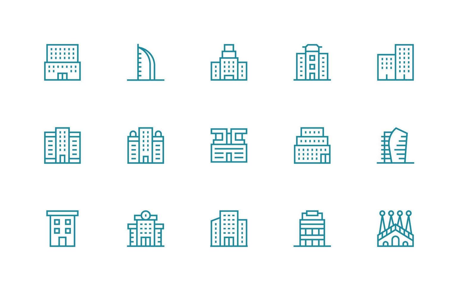 Regular Line Icons from Modern Architecture Set with 15 Vectors Modern Icon Set