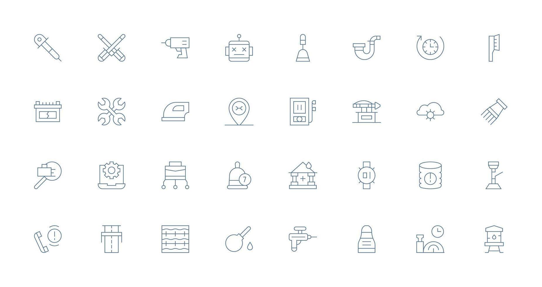 Thin Line Style Maintenance Icons with 32 Vectors Clean Icon Set Icon Pack for UI Projects