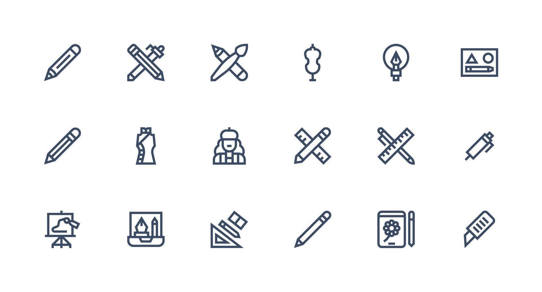 18 Strong Stroke Line Style Icons from Sketching Collection Minimal Icon Set for Interface Projects vector