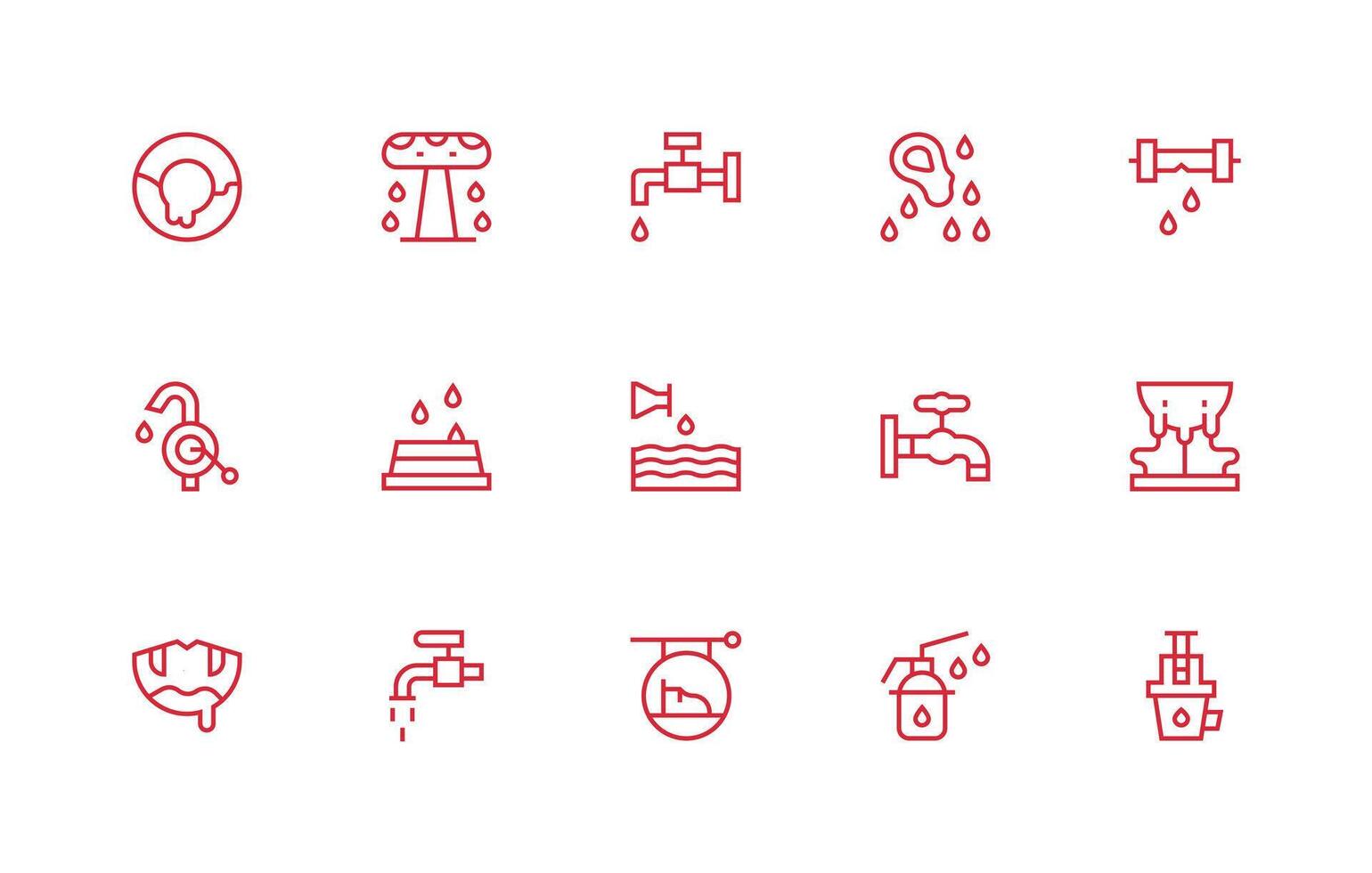 Regular Line Icons from Dripping Set with 15 Vectors Scalable Icon Pack