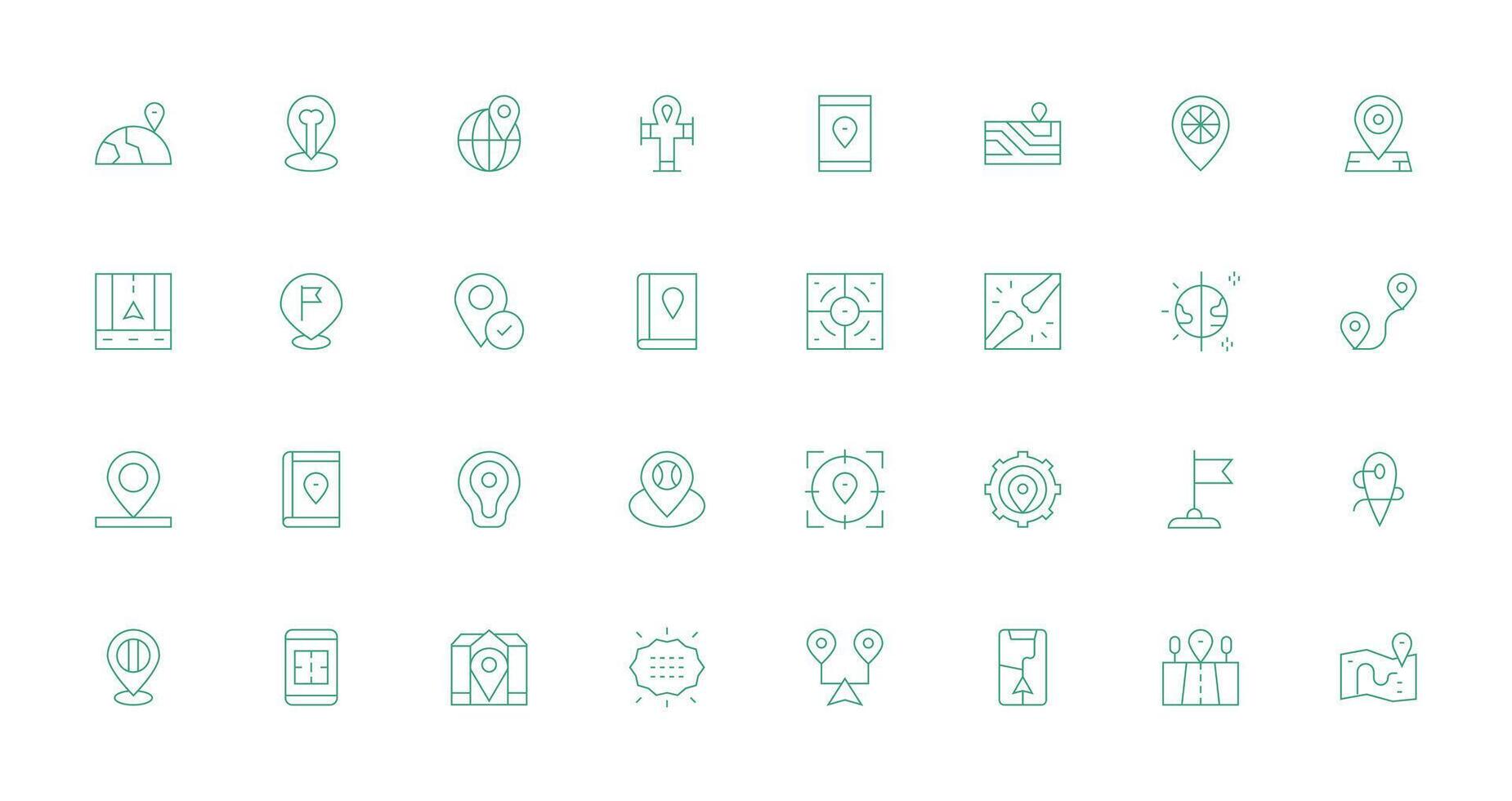 32 Thin Line Vectors for Coordinates Theme Organized Icon Pack for Quick Access