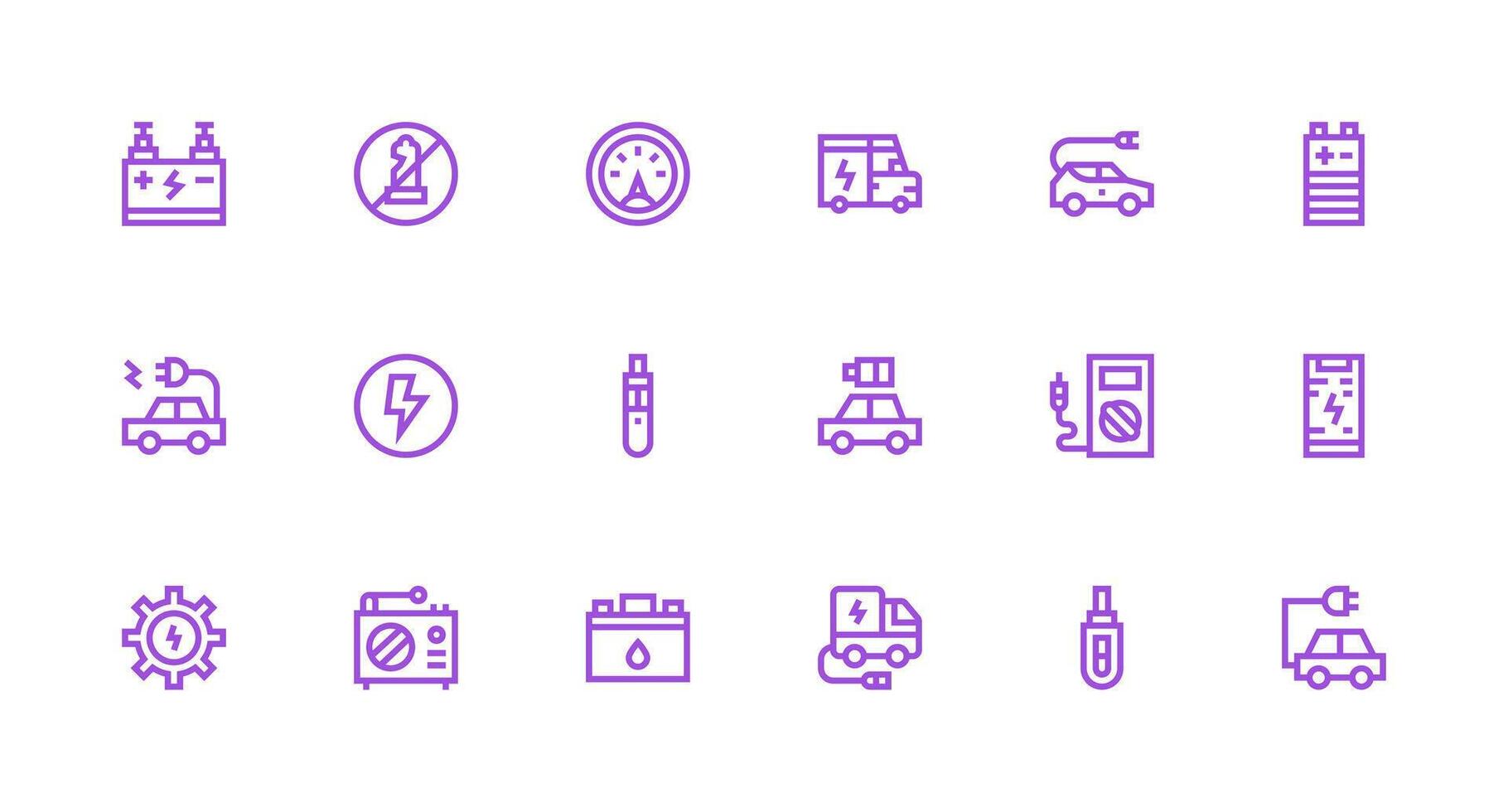 Strong Stroke Line Icons from Battery Set with 18 Vectors Display Icon Pack
