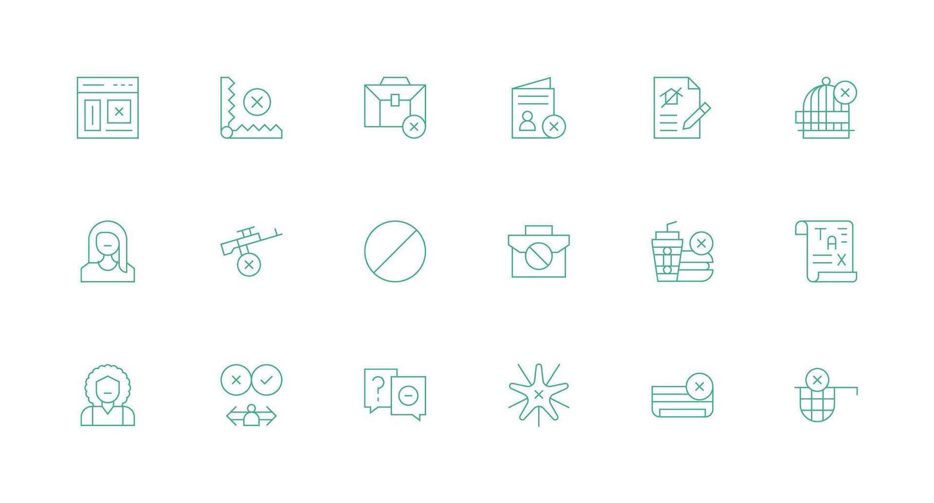 Denied Visual Pack containing 18 Minimal Line Icons Neatly Designed Icons for Web Platforms vector