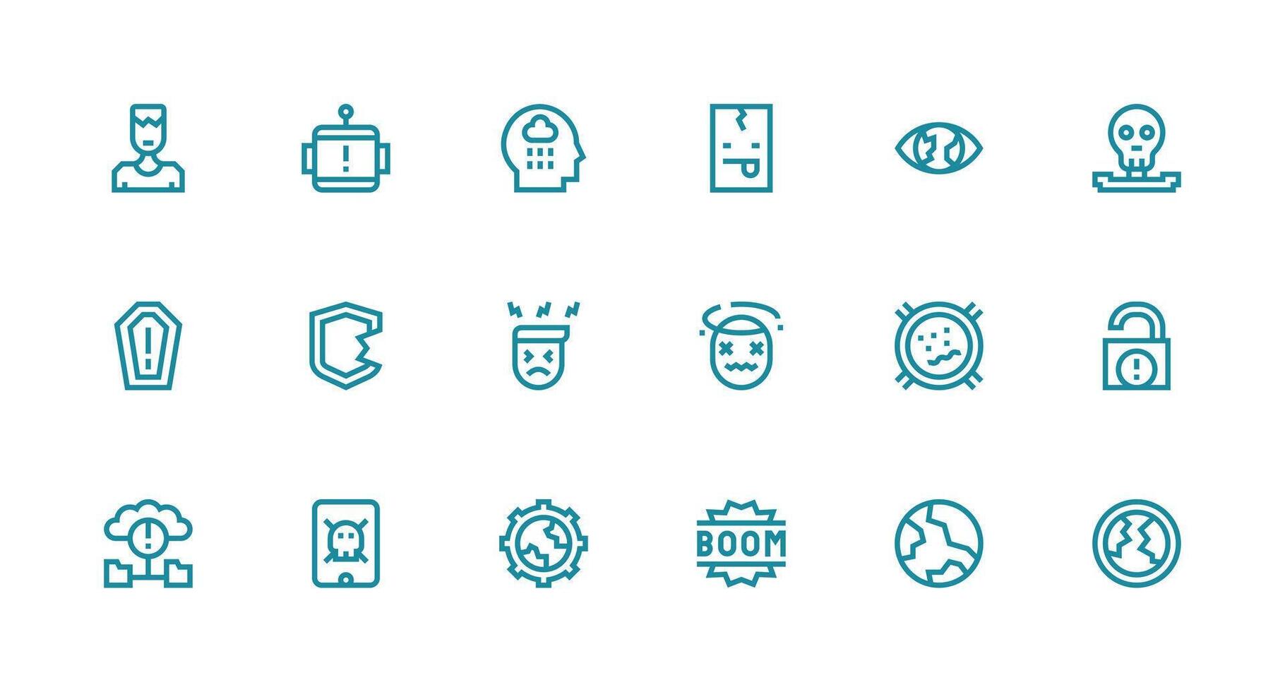 18 Strong Stroke Line Vectors for System Failure Theme Optimized Icon Pack for Digital Products