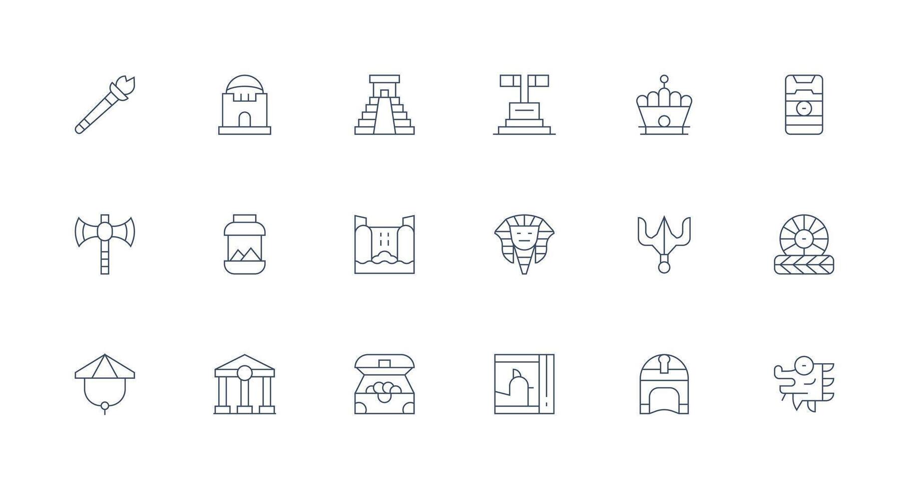 18 Minimal Line Style Icons from Ancient Collection Style Icon Set vector