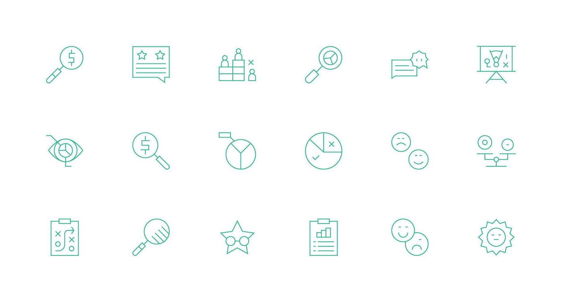 18 Minimal Line Icons for Evaluation Graphics Web Icon Collection vector