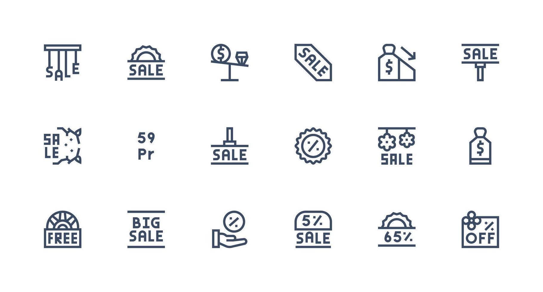 18 Icons for Bargain in Strong Stroke Line Format Icons Built for Visual Consistency Pack vector