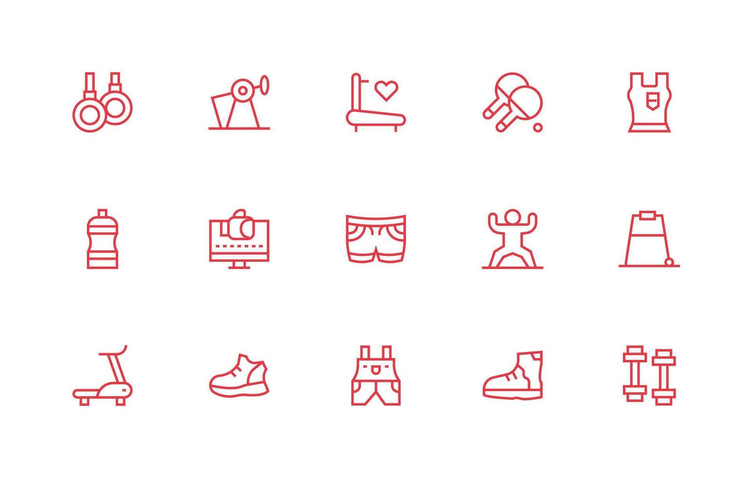 Exercise Icon Set with 15 Regular Line Graphics Basic Icon Series vector