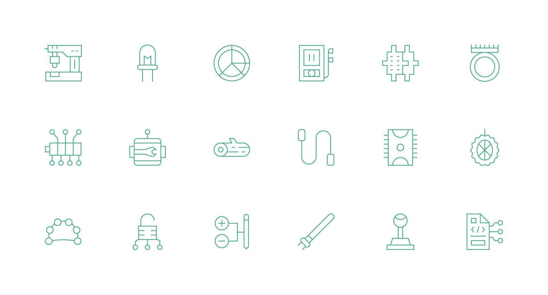 18 Icons for Component in Minimal Line Format Modern Line and Glyph Icon Series vector