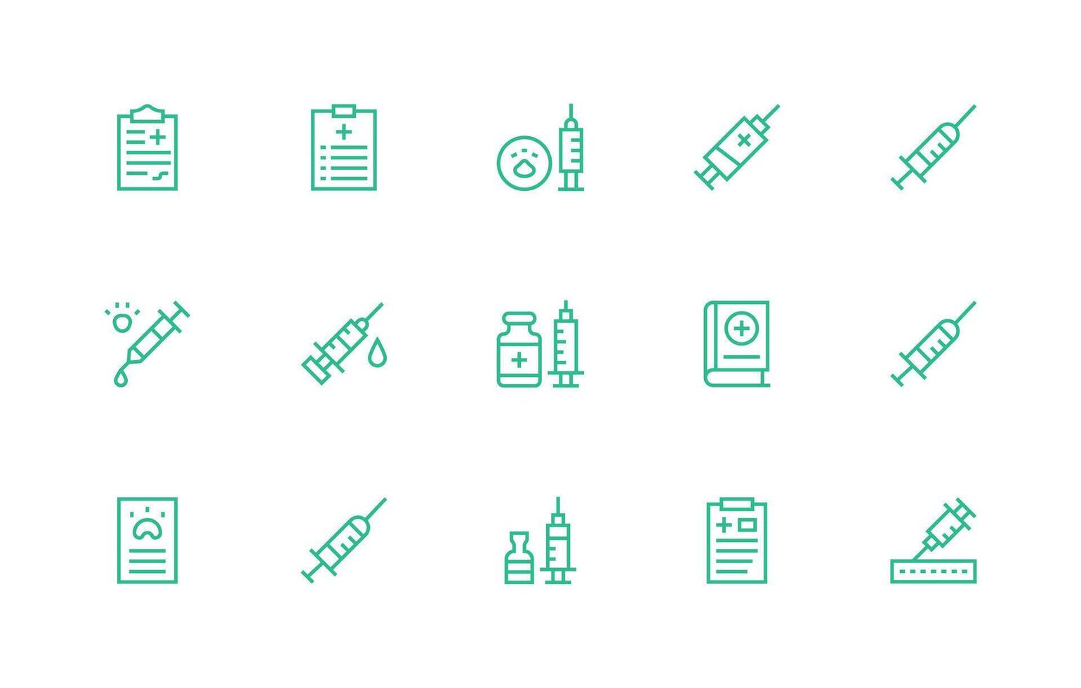 15 Regular Line Designs for Immunization Icons All Device Compatible Icon Set vector