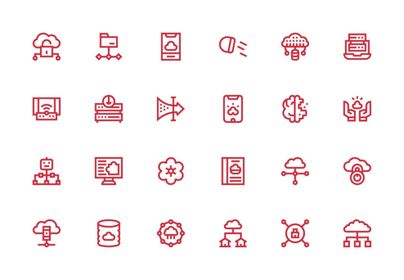Cloud Computing featuring 24 Icons in Thick Line Line Design Multi-Style Icons for Creative Projects vector