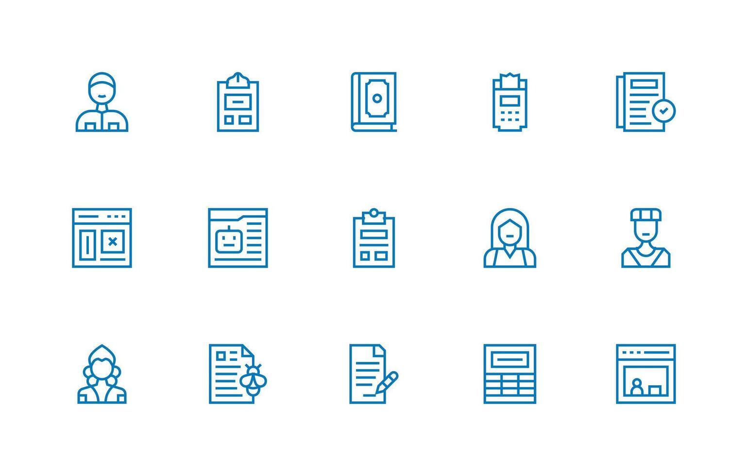 15 Icons for Data Entry in Regular Line Format Scalable Icons for All Themes vector