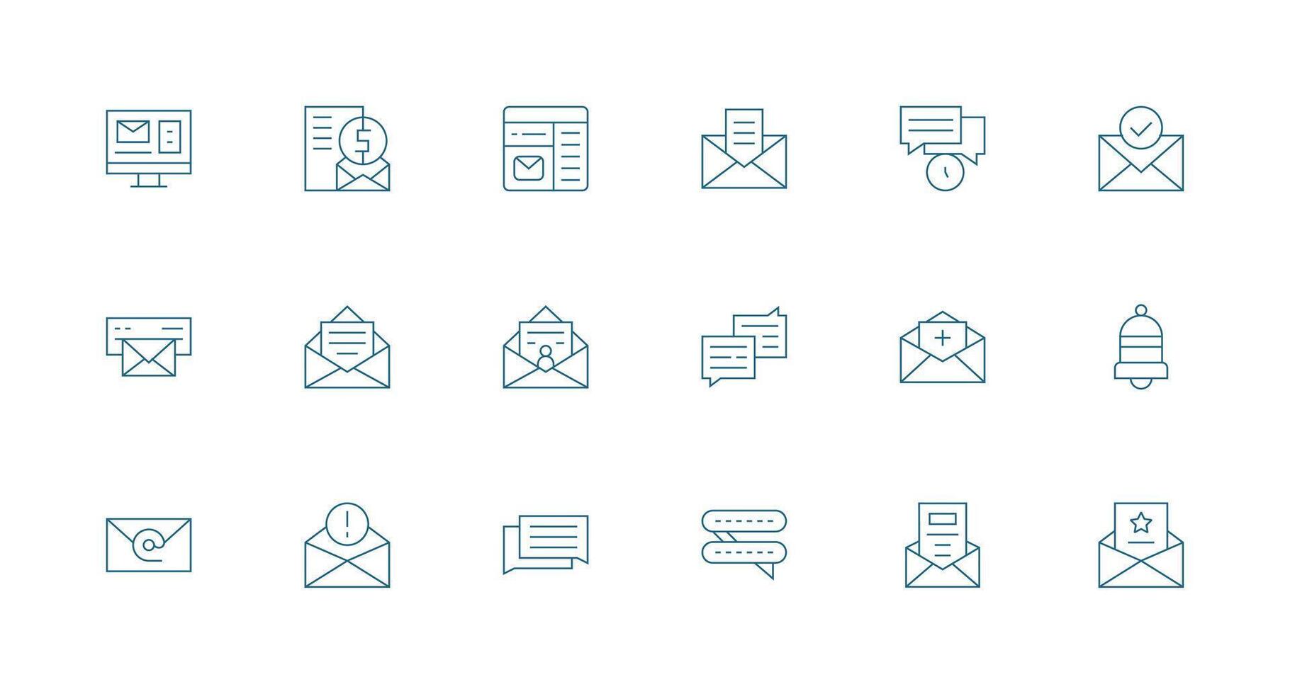 EMail featuring 18 Icons in Minimal Line Design Clean Icon Collection for Web Use vector