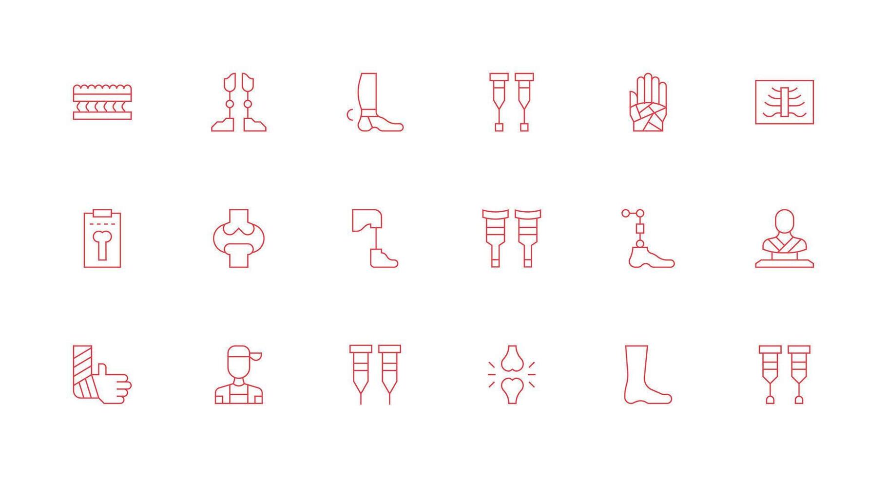 Orthopedic featuring 18 Icons in Minimal Line Design Core Icon Collection for Daily Tasks vector