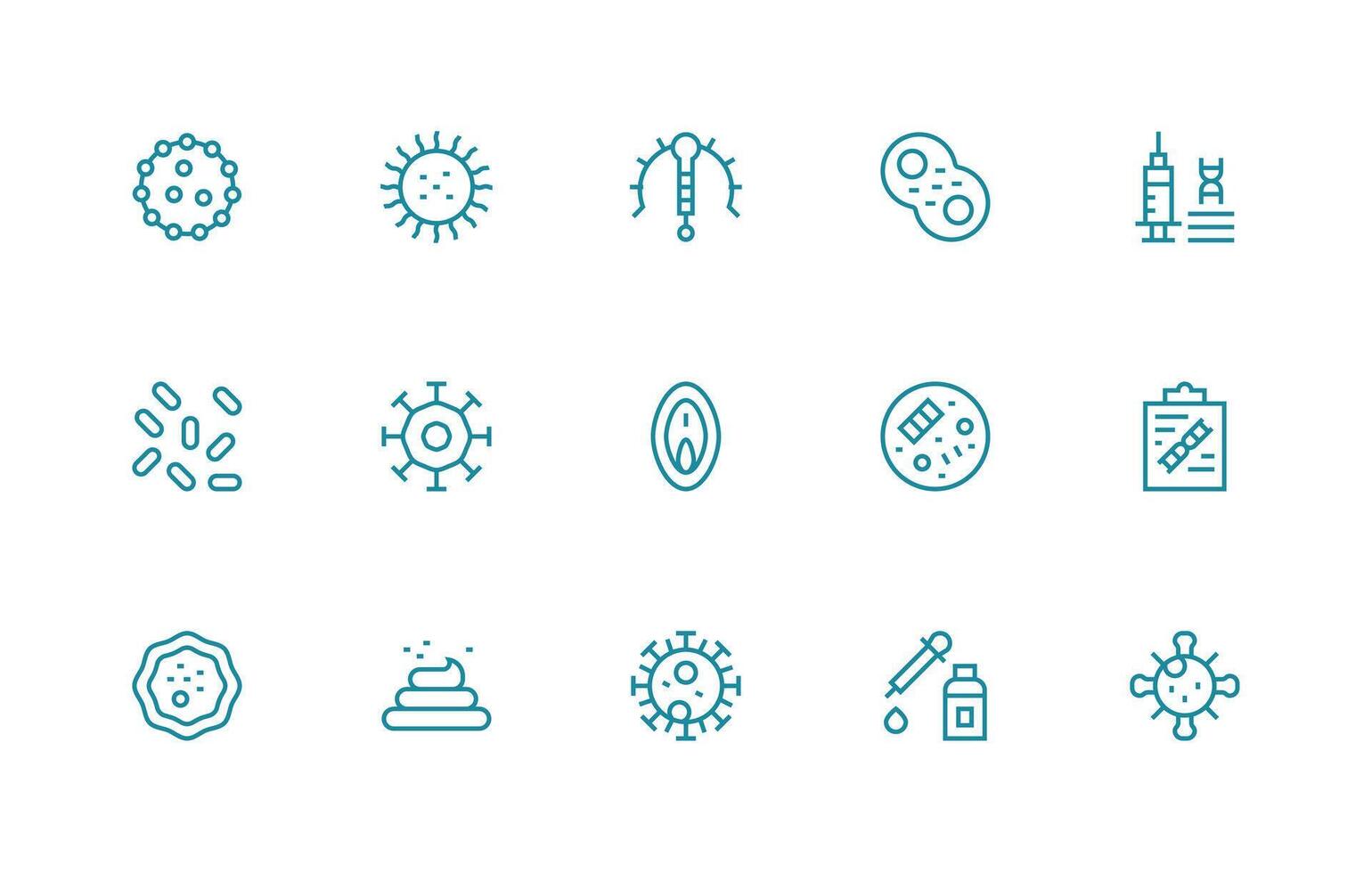 Biological Visual Pack containing 15 Regular Line Icons UI and UX Focused Icon Collection vector