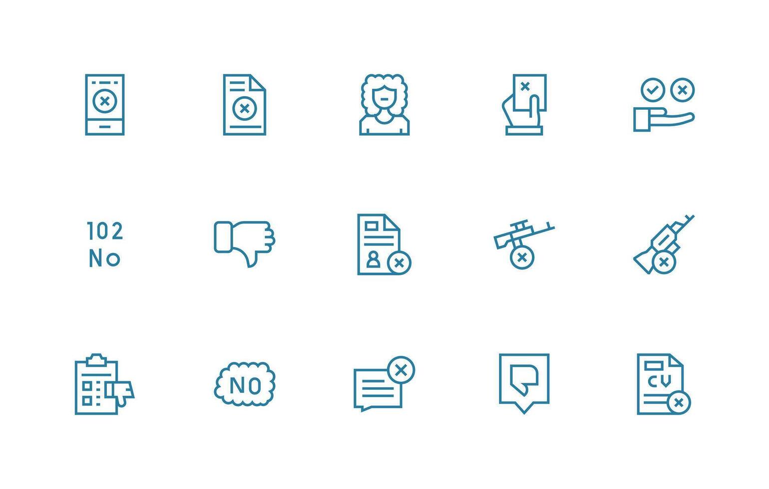 15 Regular Line Icons for Refusal Graphics Neat Icon Set vector