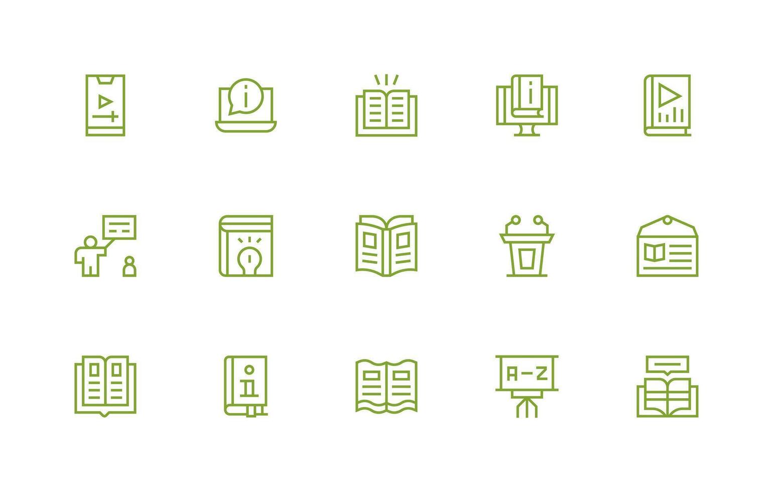 Regular Line Style Tutorial Icons with 15 Vectors Digital Icon Collection