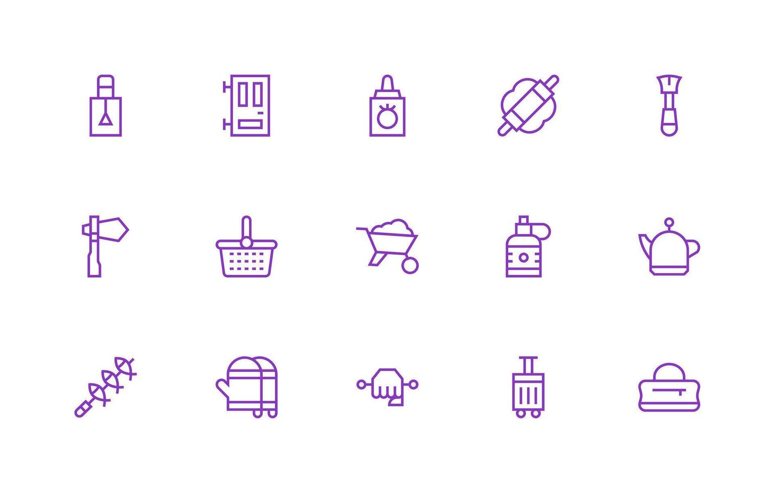 15 Icons for Handle in Regular Line Format Clean Set for Layout Prototypes vector