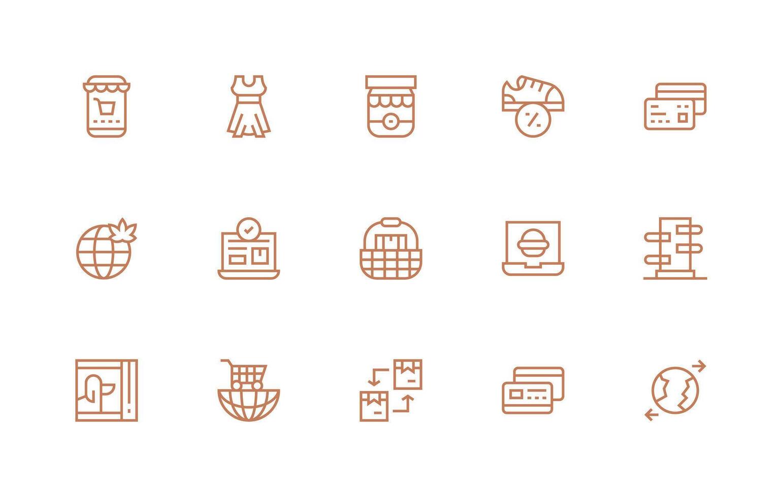 15 Regular Line Vectors for ECommerce Theme Icon Set for Web