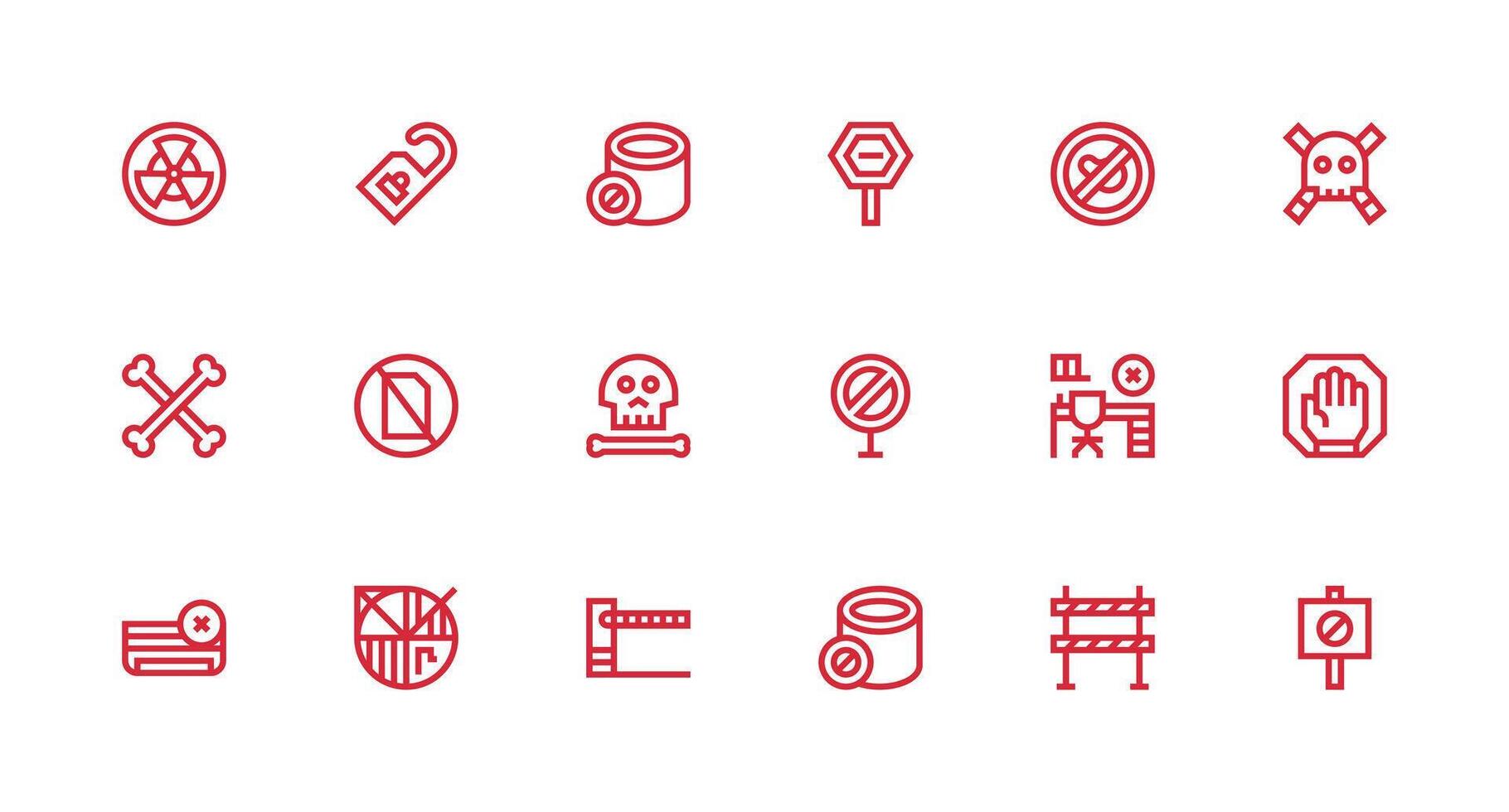 18 Strong Stroke Line Style Icons from Do Not Enter Collection Scalable Icons for Cross-Platform Interfaces vector